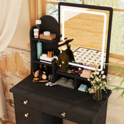 Mesa Tocador de Maquillaje con Luz LED, Espejo y Taburete