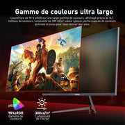 Monitor PC Gawfolk de 27 pulgadas, 2K WQHD (2560×1440P), monitor gaming de 165Hz, 1ms sin bordes, 98% sRGB, gran ángulo de 178°, HDMI, DisplayPort, compatible con soportes de pared VESA 100×100 mm - Negro