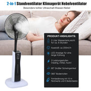 Ventilador de pie Sonnewelt con refrigeración por agua y nebulizador ultrasónico