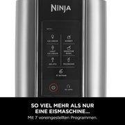 Máquina para helados y postres Ninja CREAMi, 2 recipientes, NC302EU, 7 programas, 1,4 L, para helado y gelato, negro y plateado