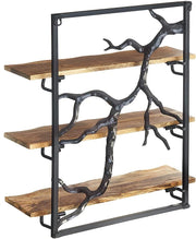 Estantería de pared Kobolo - Rama de árbol - 3 estantes - 59x20x66 cm - de hierro y madera
