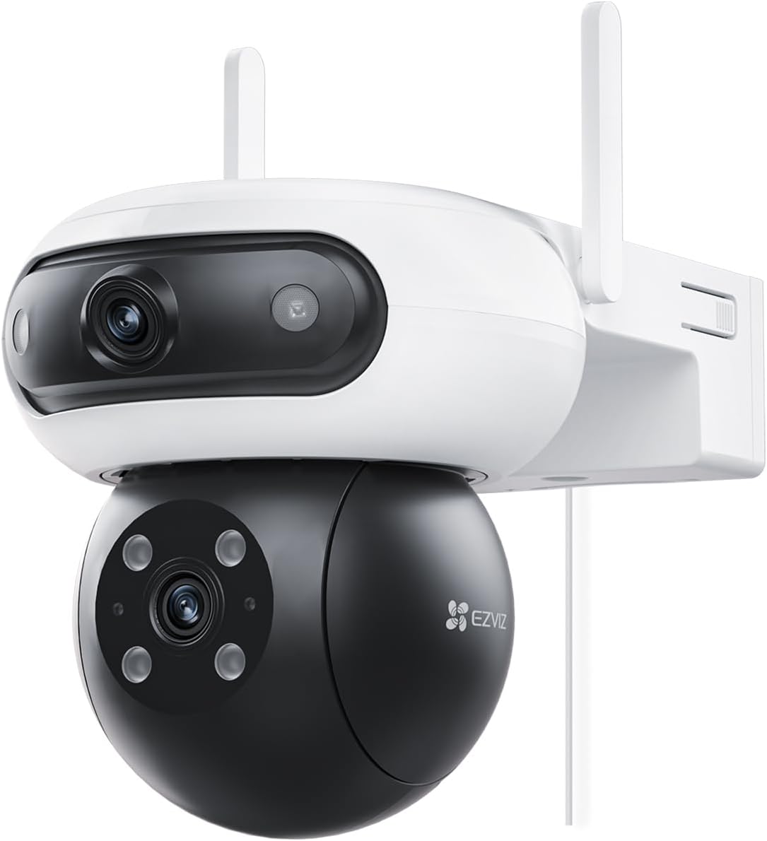 Cámara de vigilancia WiFi para exteriores EZVIZ de 8 MP (4 MP + 4 MP) con doble lente, cámara exterior 360°, visión nocturna a color, detección de personas/vehículos, audio bidireccional, resistente al agua, C90 Dual
