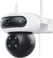 Cámara de vigilancia WiFi para exteriores EZVIZ de 8 MP (4 MP + 4 MP) con doble lente, cámara exterior 360°, visión nocturna a color, detección de personas/vehículos, audio bidireccional, resistente al agua, C90 Dual