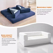 Sofá cama convertible 5 en 1: diván de suelo de pana de 78.8" con brazos, respaldo y cojines ajustables