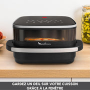 Moulinex Easy Fry XL Surface & Pizza 4L, Freidora de aire, Superficie de cocción muy grande, Compacta, Ventana de visualización, Negro, AL4018F0