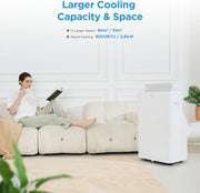 Aire acondicionado portátil Midea Silent Cool 26 Pro WF, 9000 BTU 2,6 kW, refrigeración, ventilación y deshumidificación, tamaño de habitación hasta 88 m³ (33 m²), control por APP/Alexa/Google Home/IFTTT, aire acondicionado móvil con tubo de escape
