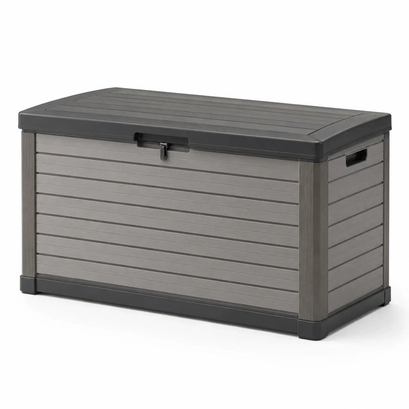 Arcón de jardín de plástico 117x45x57 cm gris