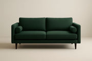 Sofá de 2 plazas de poliéster, espuma y madera, verde, 200×90×85 cm