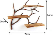 Estantería de pared Kobolo - Rama - 3 niveles - 71x20x56 cm - Hierro y madera