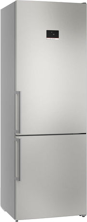 Frigorífico combi Bosch XXL Serie 6, 203 x 70 cm, 311 L de refrigeración y 129 L de congelación, NoFrost, VitaFresh XXL, interior flexible, balda abatible, Perfect Fit, acero cepillado, KGN49AIBT