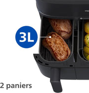 Philips Airfryer Serie 5000 - Freidora de aire de doble cesta con cocción al vapor, 9 L, RapidAir, 19 modos de cocción, hasta un 90 % menos de grasa, AirSteam, limpieza al vapor, HomeID (NA550/00)
