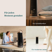 Ventilador de torre compacto Levoit, motor CC a batería para interiores/exteriores, silencioso desde 20 dB, refrigeración de 7 m/s, ventilador de mesa, 5 velocidades/oscilación de 90°/temporizador de 12 h/mando a distancia, portátil, 33 cm, gris grafito