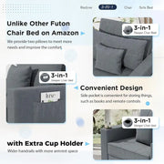 Sillón cama ajustable, convertible 3 en 1, varios colores, para 1 persona