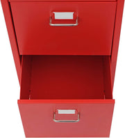 Mendler Cajonera Boston T851AM, archivador de acero, 110x28x41cm 8 cajones - rojo