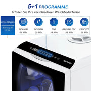 Minilavavajillas de mesa AIRMSEN, 5+1 programas, depósito de agua de 5 l, pantalla LED con control táctil, clase energética D