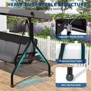 Columpio de porche para exteriores Coolmee de 3 plazas, silla columpio para patio 2 en 1 con cojines extraíbles gruesos y estructura de acero resistente a la intemperie para patio trasero y jardín