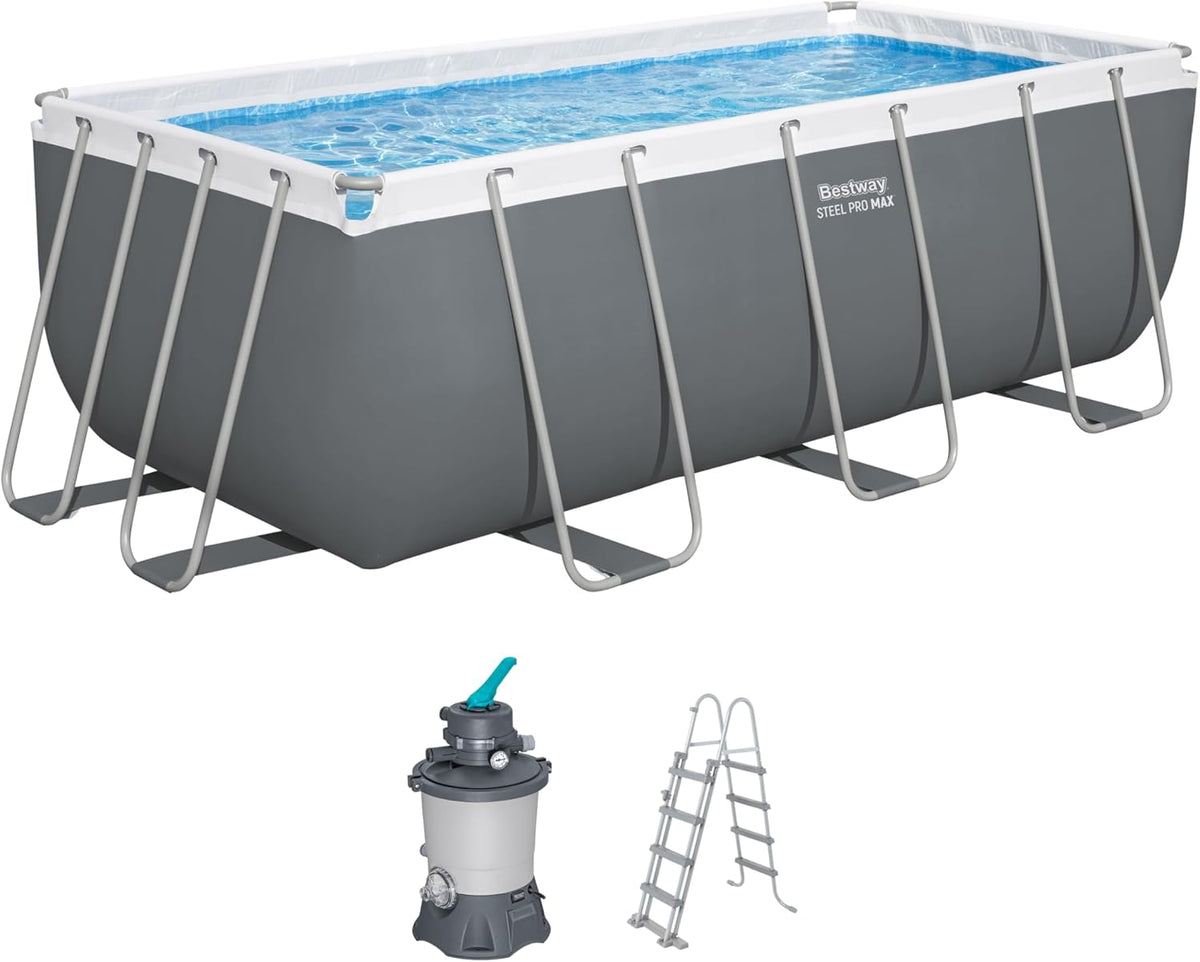 Kit de piscina sobre suelo Bestway Steel Pro Max - 412 cm x 201 cm x 122 cm - Gris oscuro