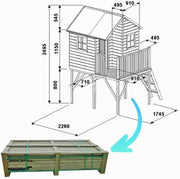 Casita de jardín para niños - Casa de juegos infantil para exteriores - De madera de pino cepillada e impregnada - Casita de juegos original y única