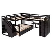 Litera en forma de L Whisen Modern Design, cama individual sobre matrimonial, con 3 cajones, escritorio portátil y armario
