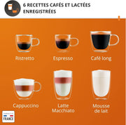 Krups Sensation Lait, Cafetera superautomática, máquina de espresso, 6 bebidas, Jarra de leche, Cappuccino, Interfaz táctil, Limpieza automática, Plateado, EA912E10