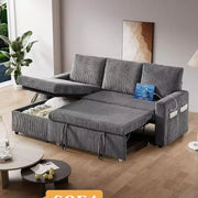 Sofá cama Dyonery 81, sofá seccional en forma de L, sofá extraíble con respaldo reclinable, puertos USB