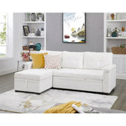 Sofá seccional reversible convertible con cama extraíble, chaise longue con almacenamiento oculto y patas duraderas