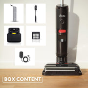 Vileda PureClean S5 Plus, Aspirador y fregasuelos sin cable, Aspirador en seco y húmedo, Limpiador de suelos inteligente sin cable, Autolimpiable, accesorios adicionales (2 rodillos y 2 filtros en total), Negro