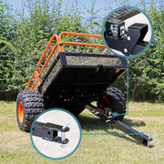 Remolque basculante Wiltec de hasta 680 kg para tractor cortacésped, remolque volquete de 216 x 122 x 76,2 cm con rejilla y paredes laterales extraíbles, remolque con función de vuelco