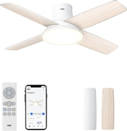 El ventilador de techo con luz DREO ofrece doce velocidades, tres modos y un motor de corriente continua silencioso. Montaje sencillo, LED regulable, mando a distancia y temporizador de 12 horas en color blanco.