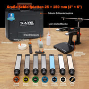 Afilador de cuchillos 202H con ángulo ajustable de 10–35°, set de afilado de 7 piezas con piedras de diamante y de agua