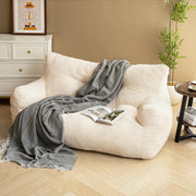 Puf Pamapic, puf para adultos con relleno, sillón doble tipo lounge con asa portátil, puf ergonómico moderno, silla tipo puf para interiores para salón, dormitorio, sala de juegos, beige