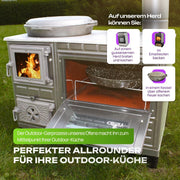 Horno de cocina para exteriores, estufa de terraza, horno de leña y carbón, chimenea de jardín, cocina exterior, Kuzine Soba (puerta de hierro fundido + 2 tubos)