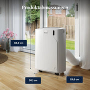 Acondicionador de aire portátil 3 en 1 De'Longhi Pinguino para hasta 27 m², 9400 BTU, silencioso, mando a distancia, 24 h, clase energética A, PACEM82