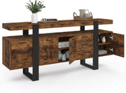 IDMarket - Aparador Phoenix XXL de 180 cm, 4 puertas y 3 cajones, madera efecto envejecido y negro