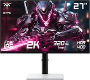 Monitor Gaming KTC 27'', 320Hz, Fast IPS, QHD 2K 2560 x 1440p, 1ms, pantalla blanca, FreeSync y G-Sync, 144% sRGB, HDR400, luz azul baja, VESA 100x100, DP1.4/HDMI 2.1, H27E6