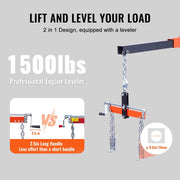 Grúa de motor plegable BENTISM de 2T con nivelador, grúa de taller de alta resistencia de 4400 lbs/2 toneladas, grúa de motor resistente al envejecimiento