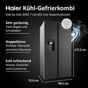 Frigorífico americano Haier HSW79F18DIPT I Frigorífico Side by Side con dispensador de hielo, Total No Frost, Wi-Fi y App I 177,5 x 90,5 x 72,6 cm I 601 L de capacidad útil y conexión a toma de agua