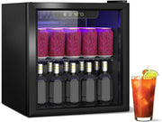 Refrigerador de bebidas, mininevera de 40L/60 latas con puerta transparente para refrescos, cerveza o vino, frigorífico pequeño independiente con estantes extraíbles ajustables y pantalla LED