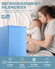 Minirefrigerador Upstreman con congelador de 91 L, termostato ajustable, refrigerador pequeño para dormitorio, frigorífico compacto para oficina, azul - BR321