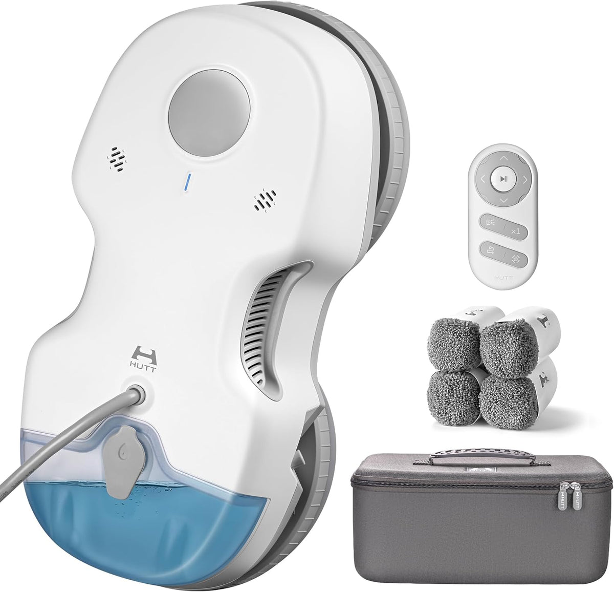 Robot limpiacristales HUTT S7 con función de pulverización activa, potencia de succión de 6500 Pa, almohadilla flotante 3D, limpiador de ventanas eléctrico automático con depósito de 80 ml, protección múltiple, 8 paños de limpieza, maletín de transporte