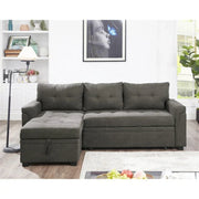 Sofá seccional reversible convertible con cama extraíble, chaise longue con almacenamiento oculto y patas duraderas