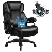 Silla de oficina ejecutiva Bossin para personas grandes y altas, silla ergonómica de 500 libras con soporte lumbar ajustable, respaldo alto y piel sintética para computadora