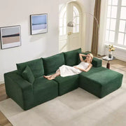 Sofá moderno de 108", sofá tapizado de 3 plazas en forma de L con cojines, sofá de asiento profundo, no requiere montaje