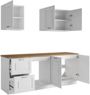 Vente-unique - Cocina completa - con encimera de 200 cm - Blanco y Natural - CELOMIA