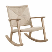 Mecedora de madera de roble con asiento trenzado de cuerda de papel, color natural