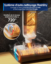 Aspiradora y fregadora Tineco Floor One Stretch S6, potente aspiradora en seco y húmedo inteligente, diseño plano de 180°, limpieza de bordes dual, autolimpieza Flashdry a 70℃ en 5 min, 40 min de autonomía