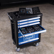Carro de taller Scheppach TW1100-70 totalmente equipado con herramientas - 4 ruedas - bloqueable y móvil - 7 cajones