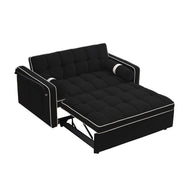 Sofá cama de 2 plazas de terciopelo de 55" con cama extraíble, respaldo ajustable, bolsillos laterales y soporte para teléfono