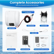 DAOHHFO Molinete eléctrico de 45 libras 12 V para agua salada - Cabrestante con control remoto de 30 m - Para agua salada - 21,3 m/min