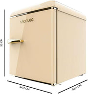 Cecotec Mini Frigorífico Bolero CoolMarket TT Origin 45 Beige E. Frigorífico con 55 cm de altura y 44,7 cm de ancho, Clase Energética E, Compartimento de Hielo y Tirador Cromado, Beige